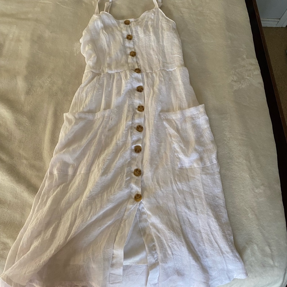 White button up midi dress